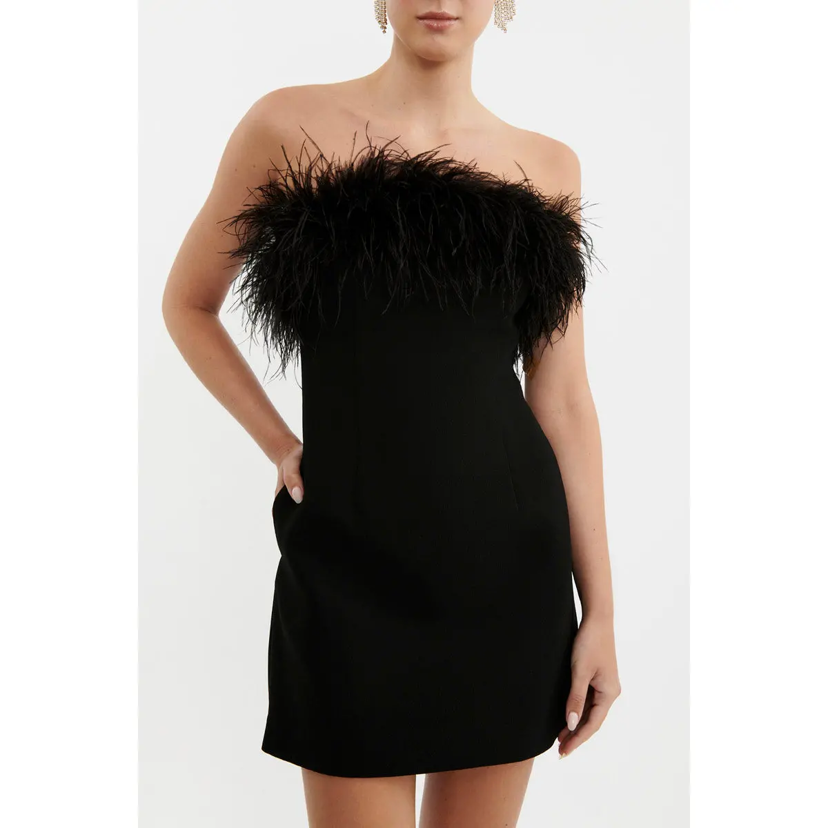 Rebecca Vallance After Hours Feather Mini Dress