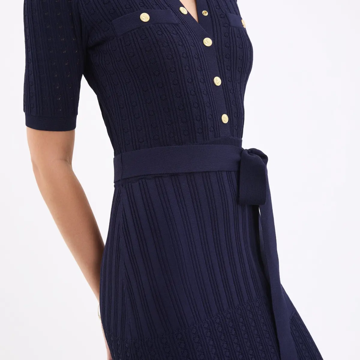 Rebecca Vallance Alice Knit Midi Dress Navy