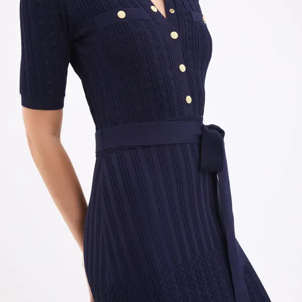 Rebecca Vallance Alice Knit Midi Dress Navy