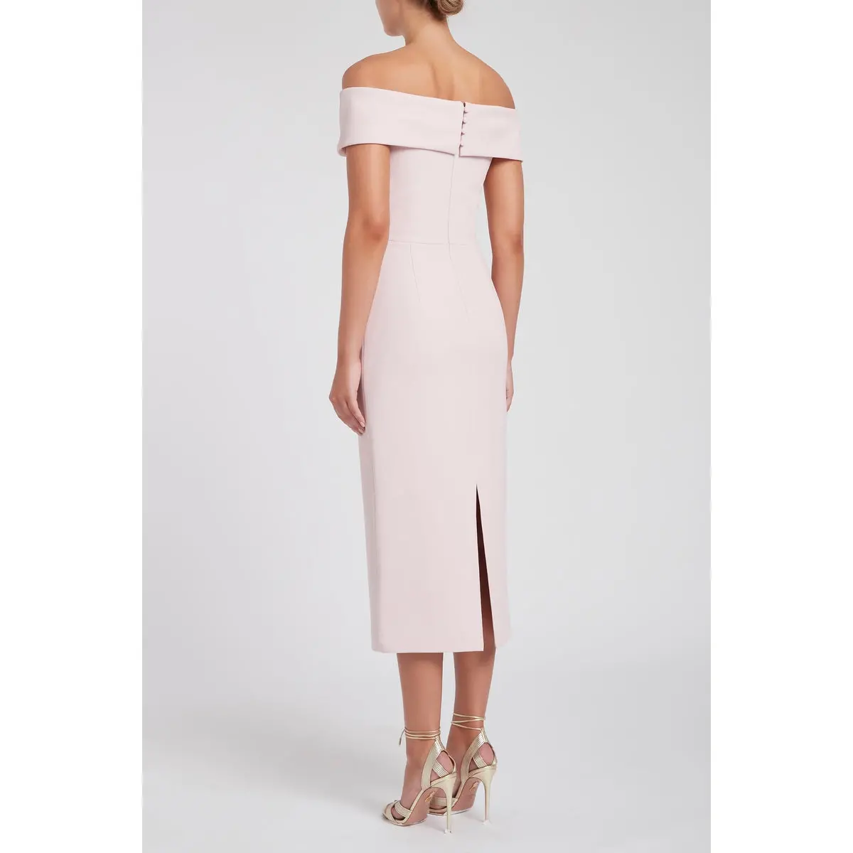 Rebecca Vallance Amore Off Shoulder Midi Dress Pink