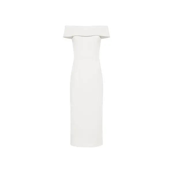 Rebecca Vallance Amore Off Shoulder Midi Ivory