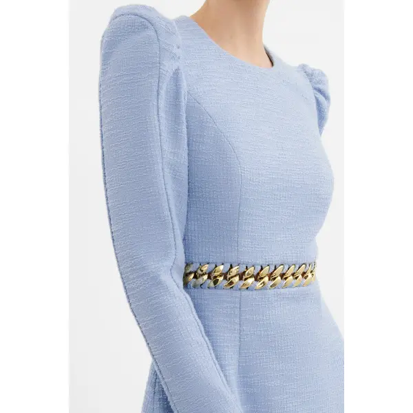 Rebecca Vallance Carine Long Sleeve Mini Dress Baby Blue