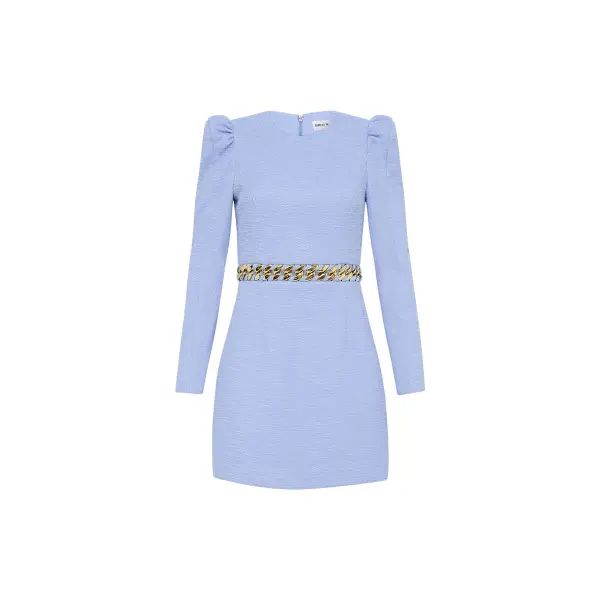 Rebecca Vallance Carine Long Sleeve Mini Dress Baby Blue