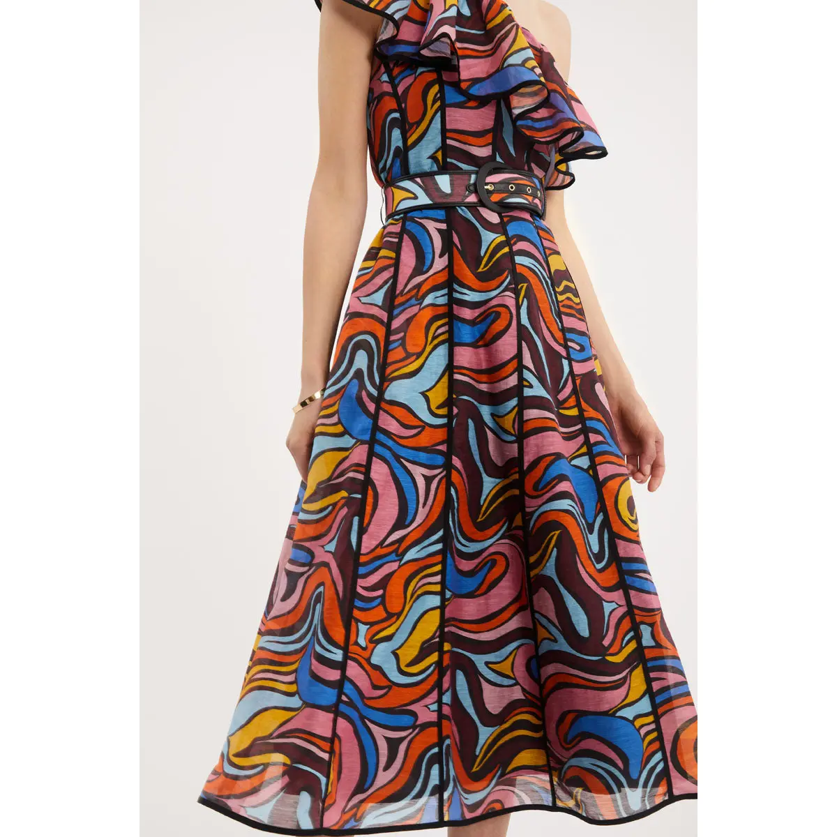 Rebecca Vallance Chiquita One Shoulder Midi Dress