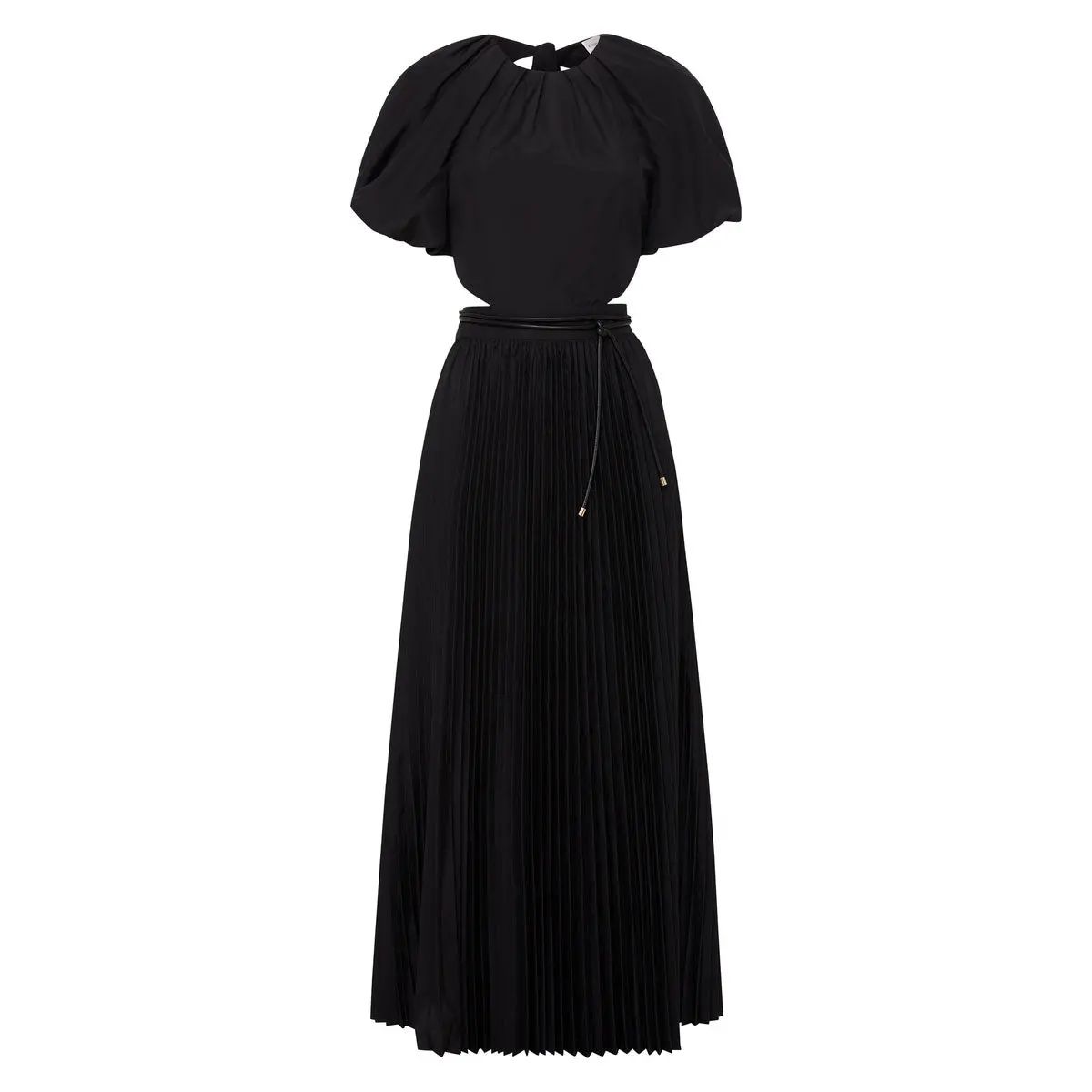 Rebecca Vallance Magdalena Puff Sleeve Midi Dress Black