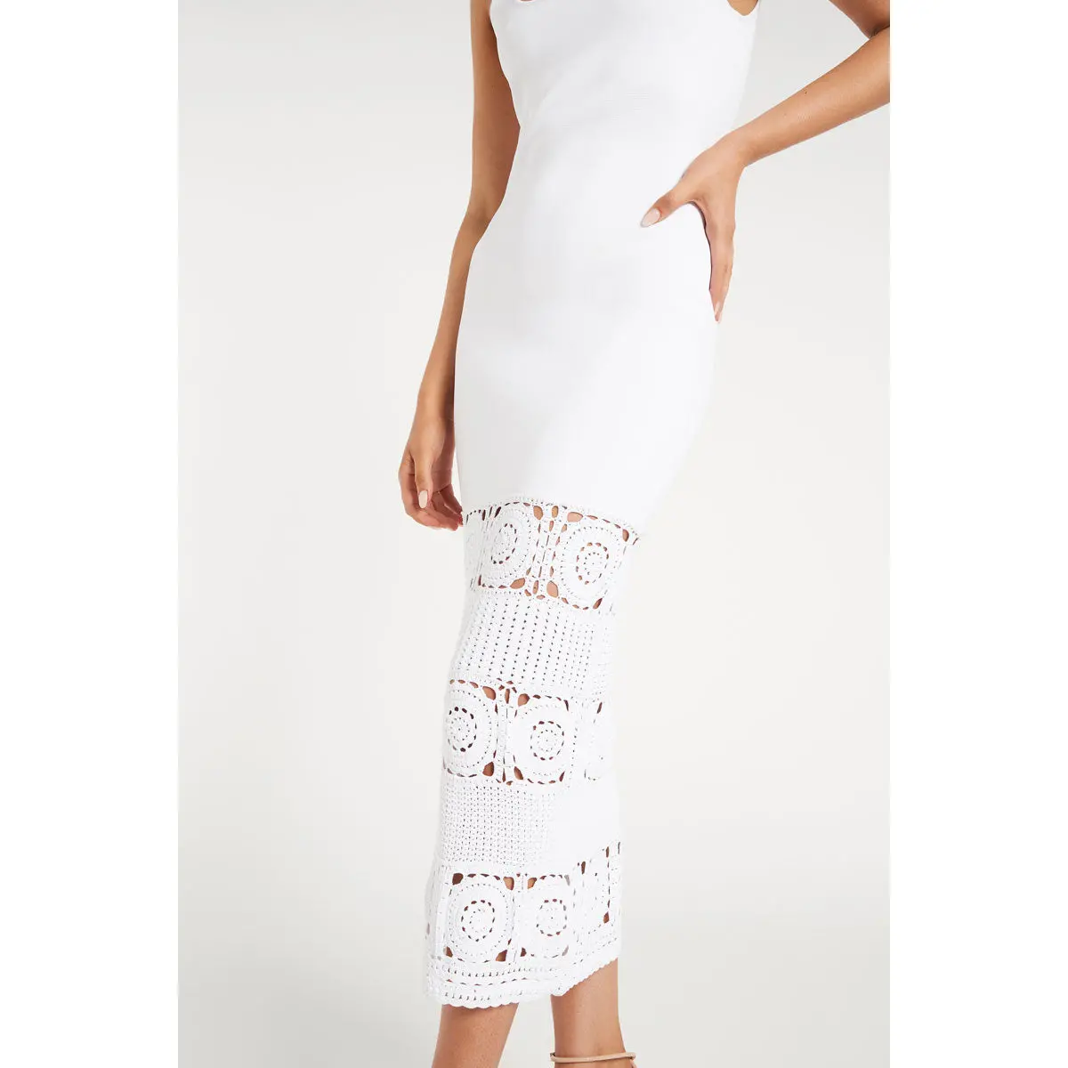 Rebecca Vallance Romina Knit Midi Dress White