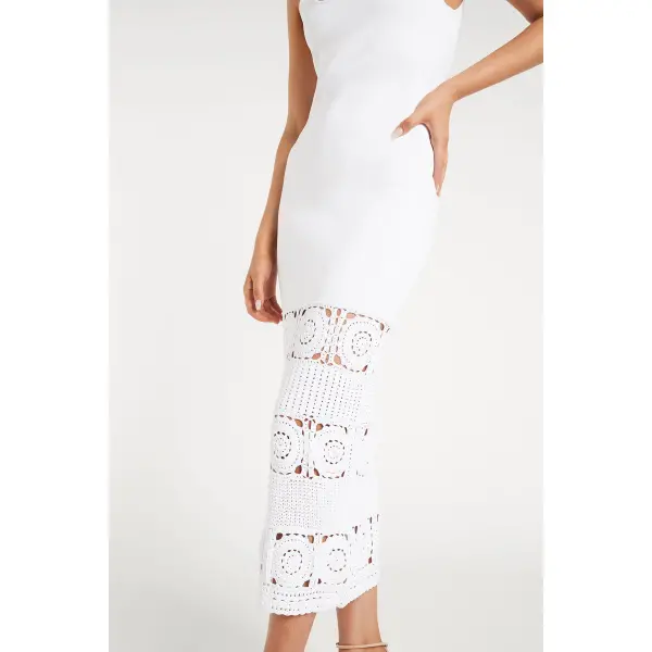 Rebecca Vallance Romina Knit Midi Dress White