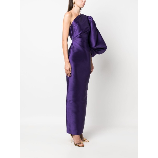 Solace London Purple Aurelia single-sleeve maxi dress