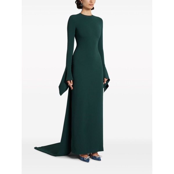 Solace London Green Blake flared-cuffs gown