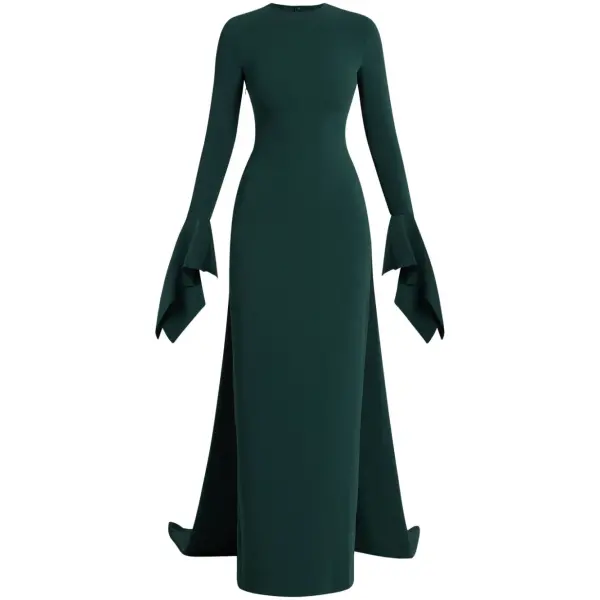 Solace London Green Blake flared-cuffs gown
