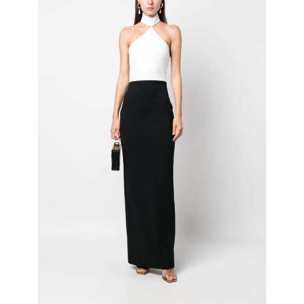 Solace London Black Blanca halterneck maxi dress