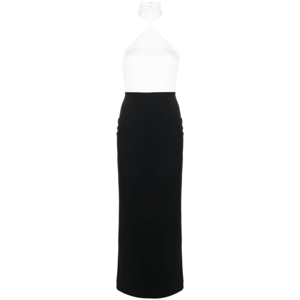 Solace London Black Blanca halterneck maxi dress