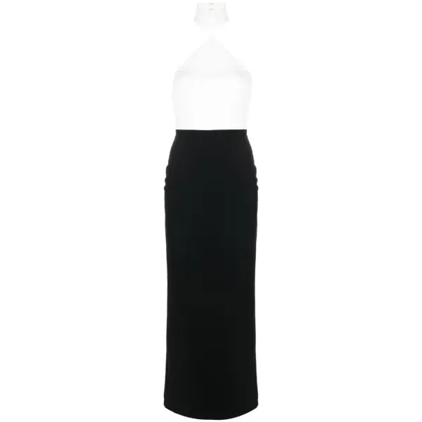 Solace London Black Blanca halterneck maxi dress