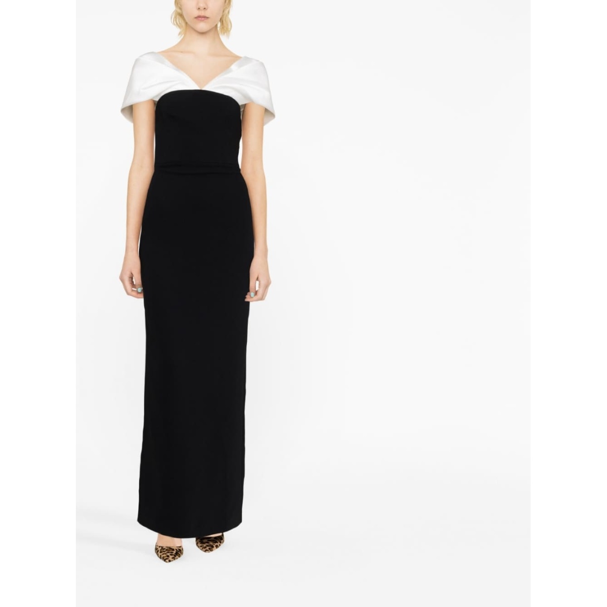 Solace London Black Dakota off-shoulder dress