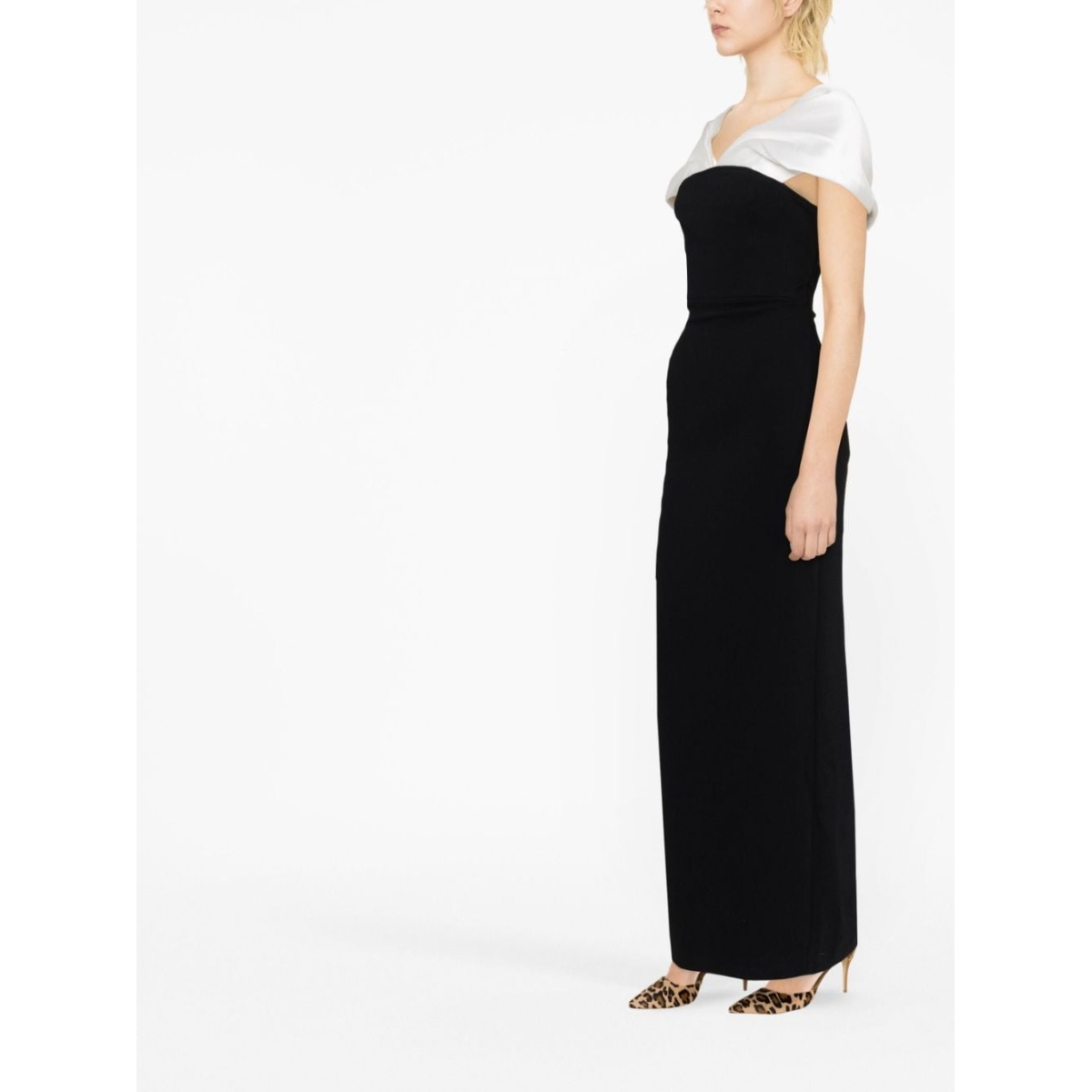 Solace London Black Dakota off-shoulder dress