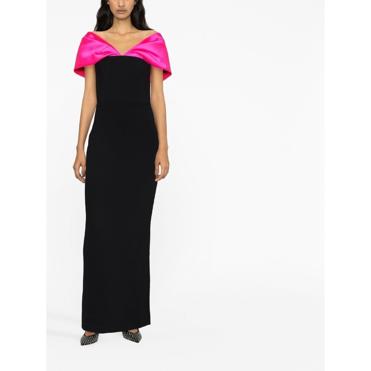 Solace London Black Dakota off-shoulder maxi dress