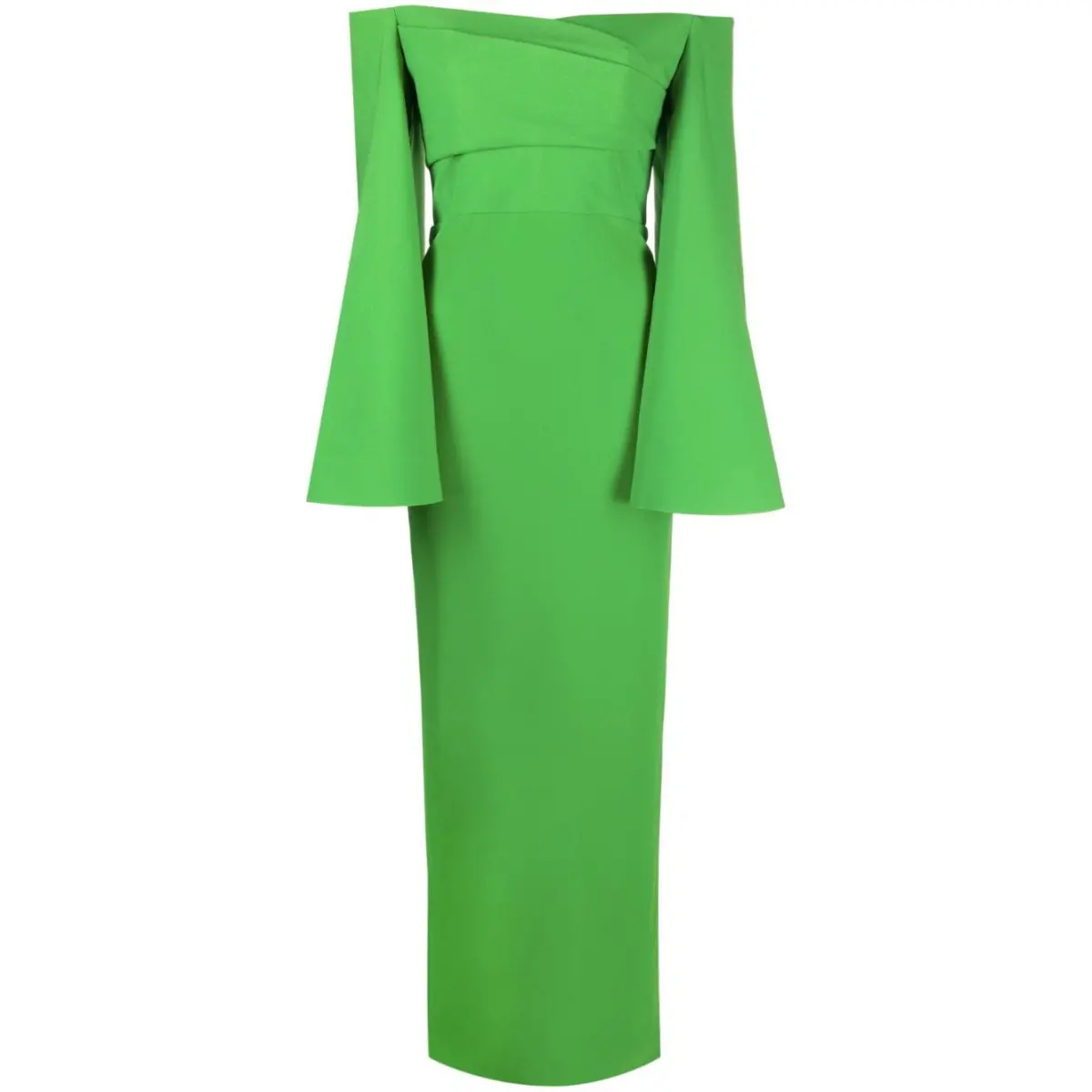 Solace London Green Eliana off-shoulder crepe gown