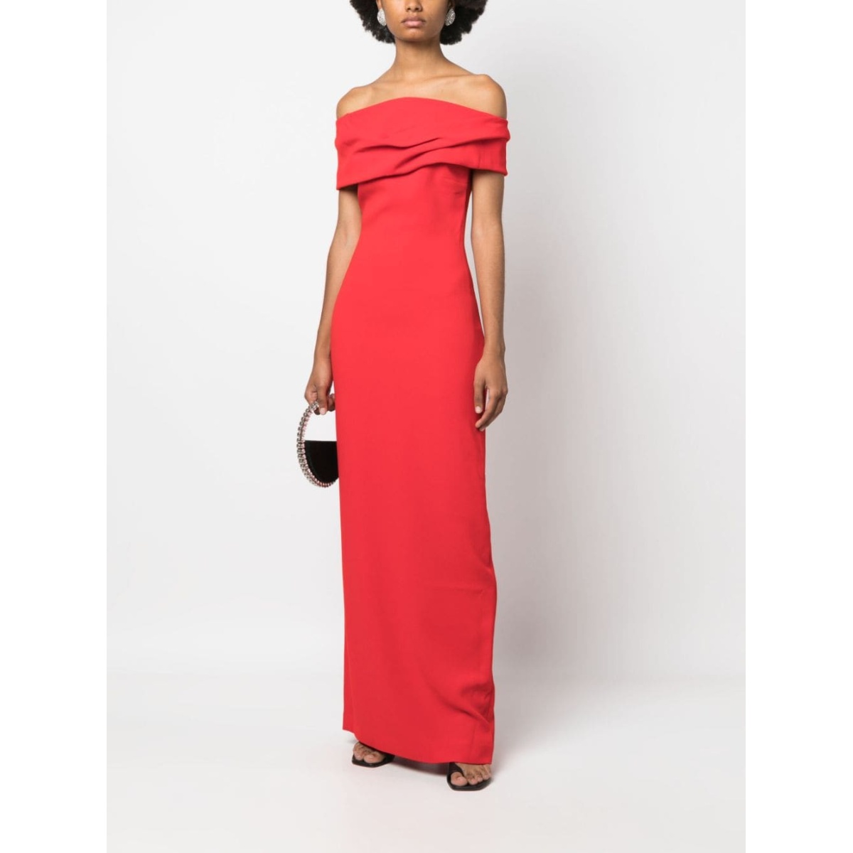 Solace London Red Eva off-shoulder maxi dress