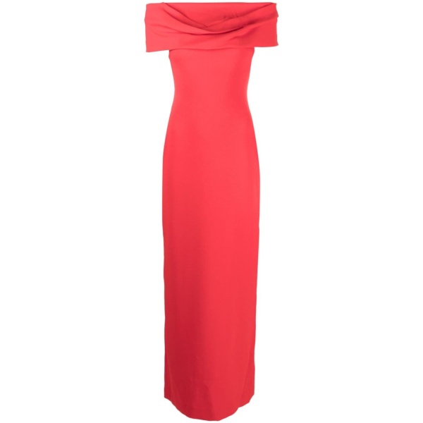 Solace London Red Eva off-shoulder maxi dress