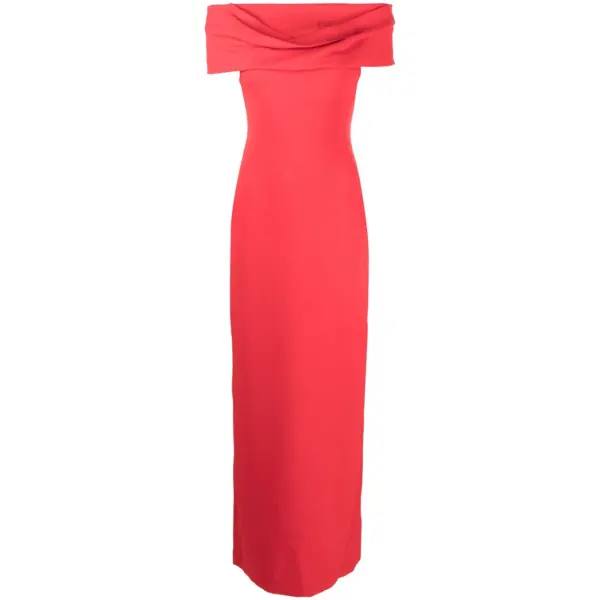 Solace London Red Eva off-shoulder maxi dress