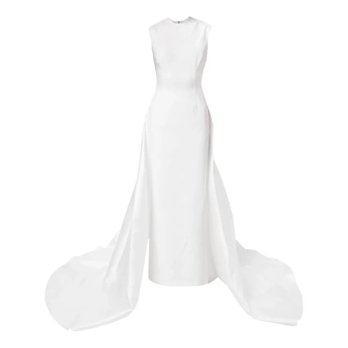 Solace London White Flor sleeveless train dress