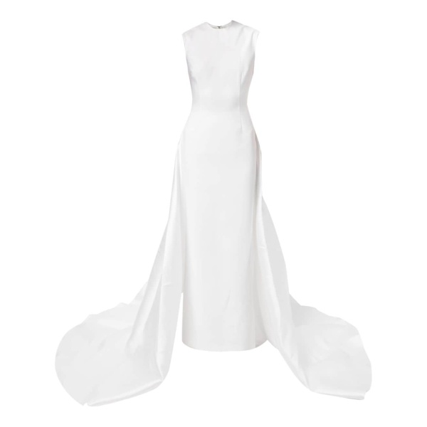 Solace London White Flor sleeveless train dress