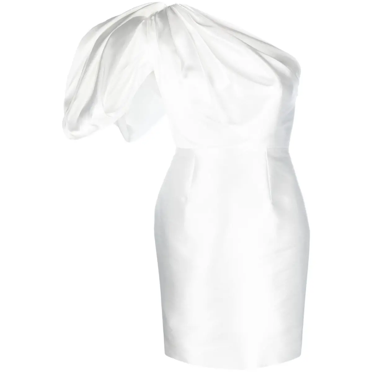 Solace London White Hayes one-shoulder puff-sleeve minidress