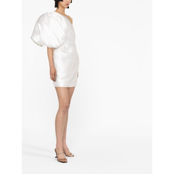 Solace London White Hayes one-shoulder puff-sleeve minidress