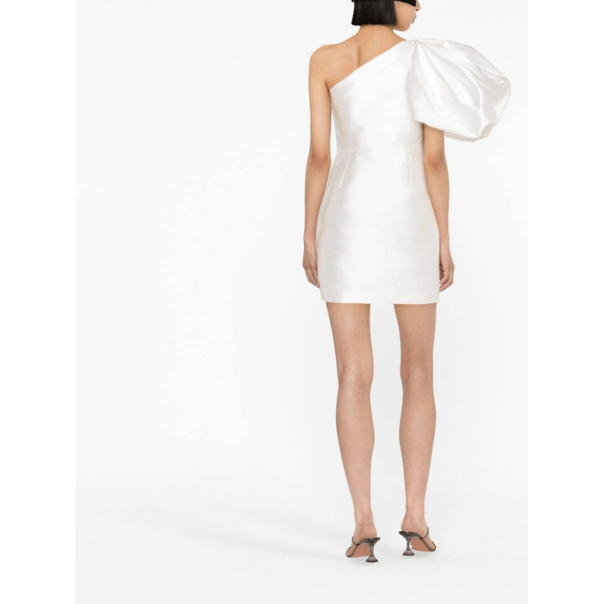 Solace London White Hayes one-shoulder puff-sleeve minidress