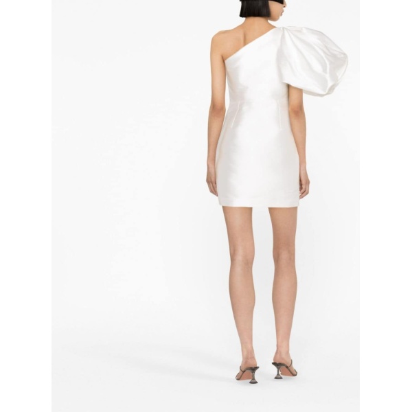 Solace London White Hayes one-shoulder puff-sleeve minidress