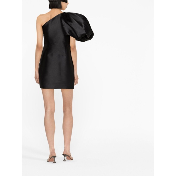 Solace London Black Hayes puff-sleeve mini dress