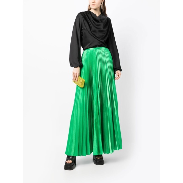 Solace London Green Henley pleated maxi skirt