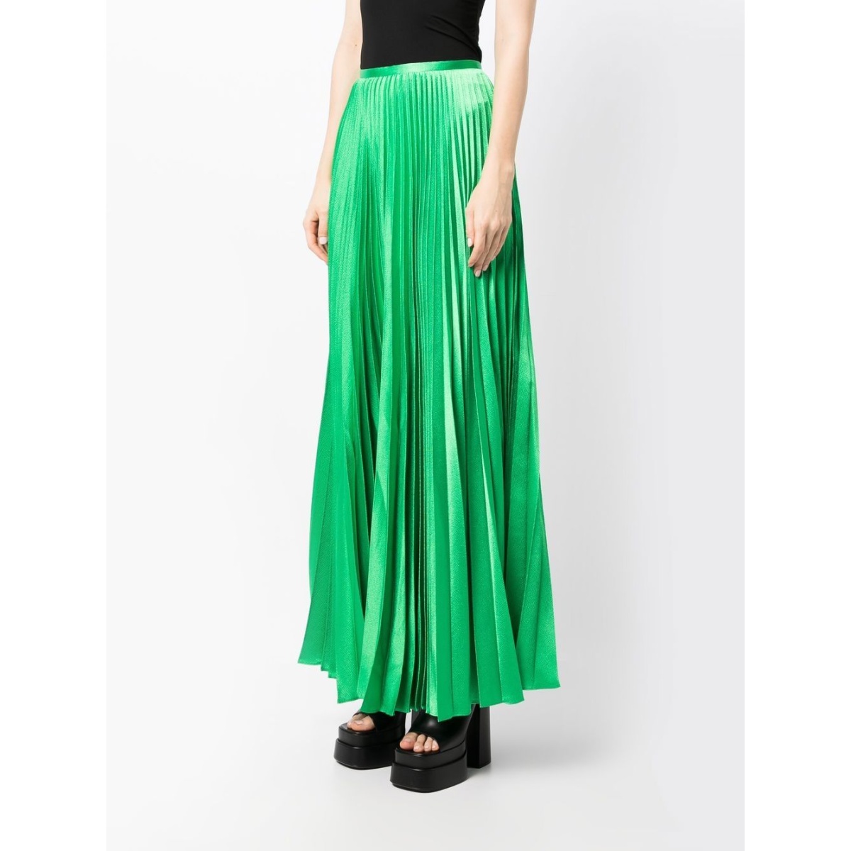 Green pleated maxi skirt uk best sale