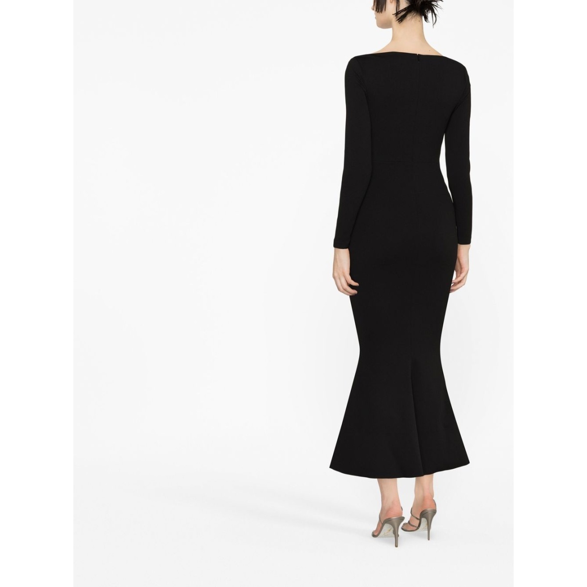 Solace London Black Isa off-shoulder midi dress