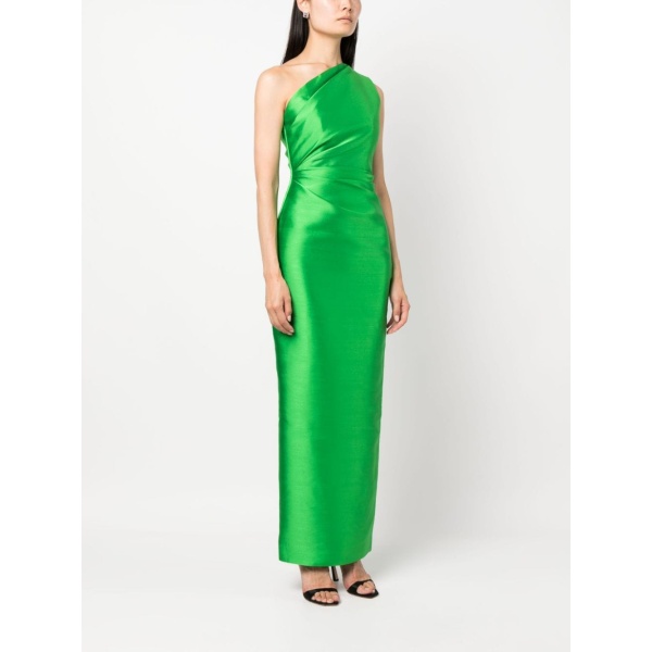 Solace London Green Kira one-shoulder maxi dress