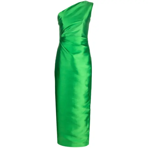 Solace London Green Kira one-shoulder maxi dress