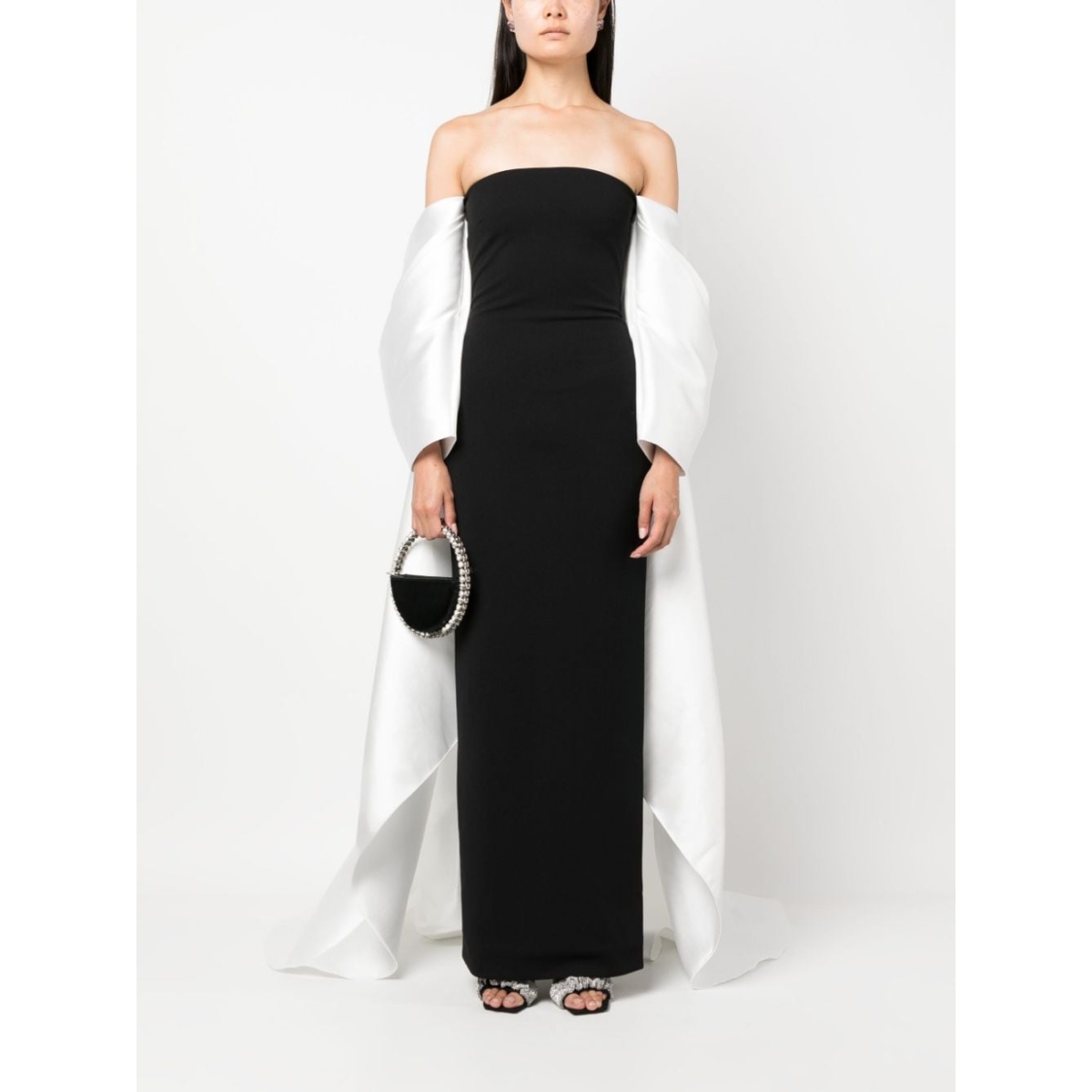 Solace London White Kyla two-tone maxi dress