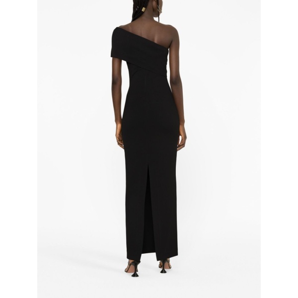 Solace London Black Lana one-shoulder maxi dress