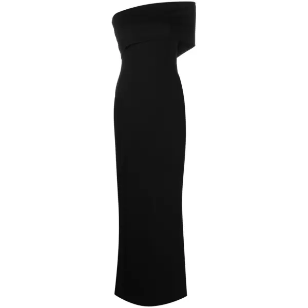 Solace London Black Lana one-shoulder maxi dress