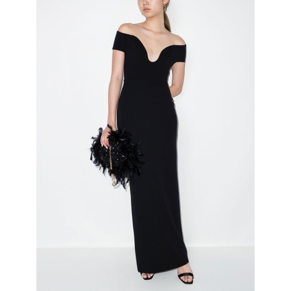 Solace London Black Marlowe off-shoulder dress