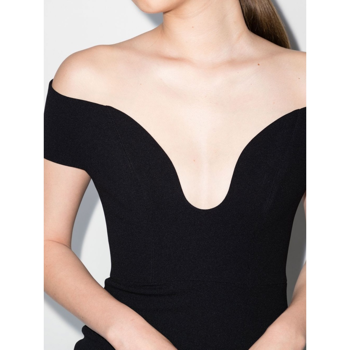 Solace London Black Marlowe off-shoulder dress