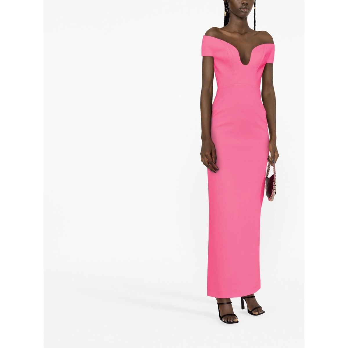 Solace London Pink Marlowe off-shoulder gown