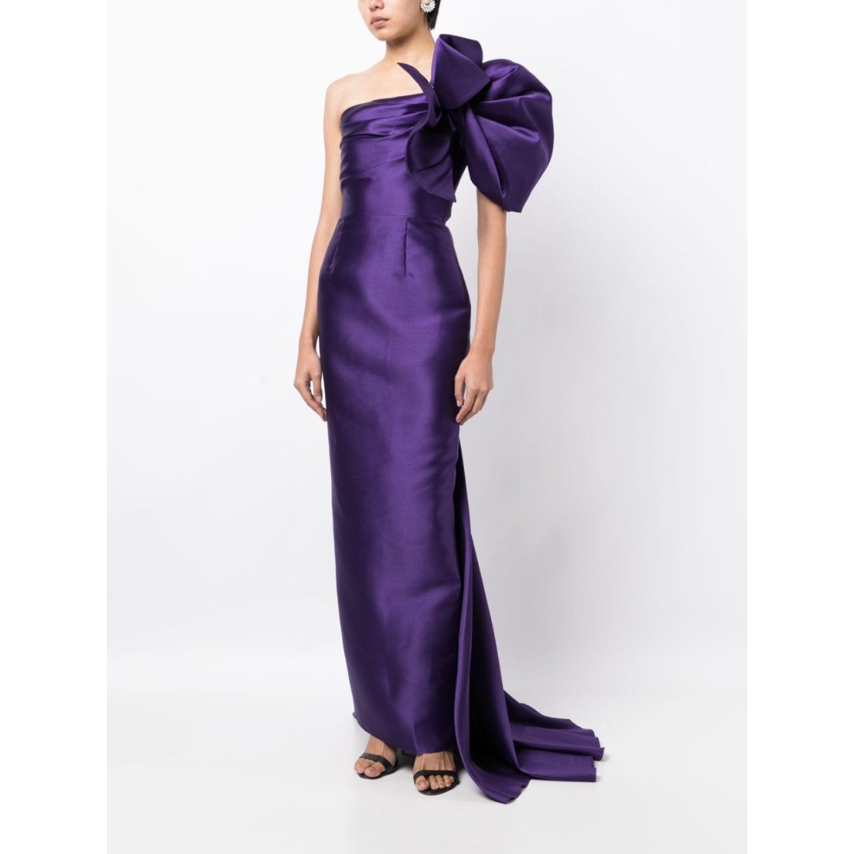 Solace London Purple Reya one-shoulder maxi dress