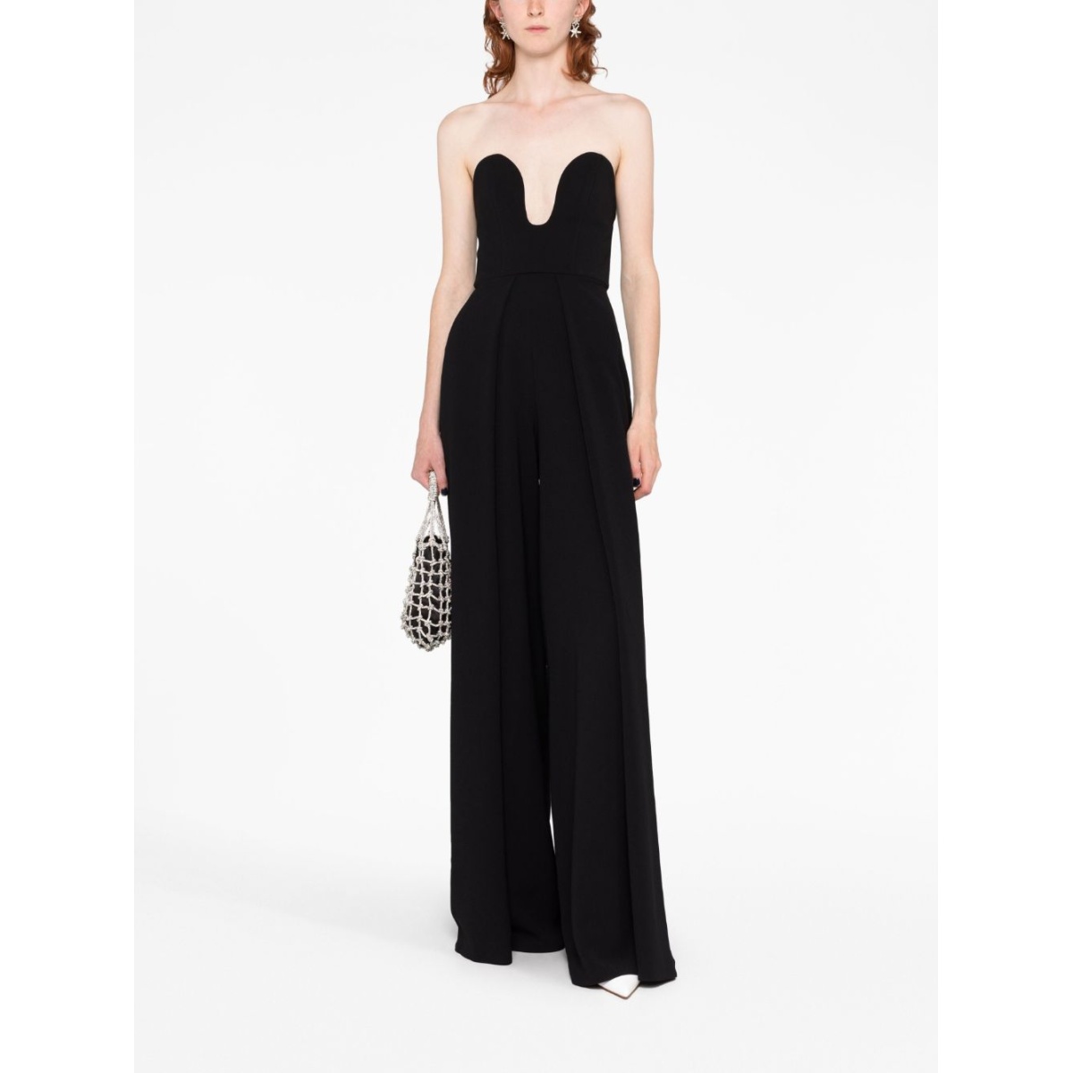 Solace London Black The Anelli wide-leg crêpe jumpsuit