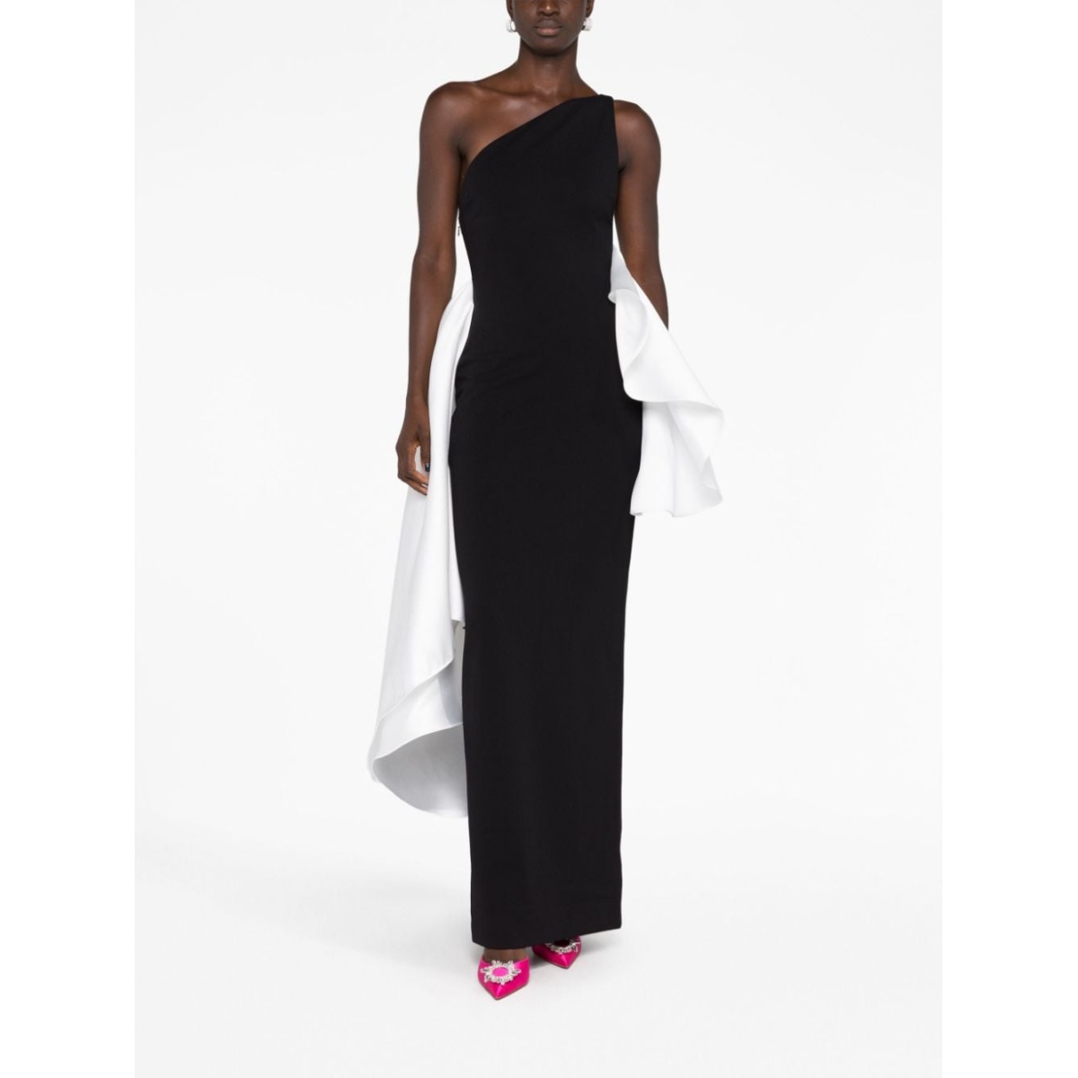 Solace London Black The Calla one-shoulder dress