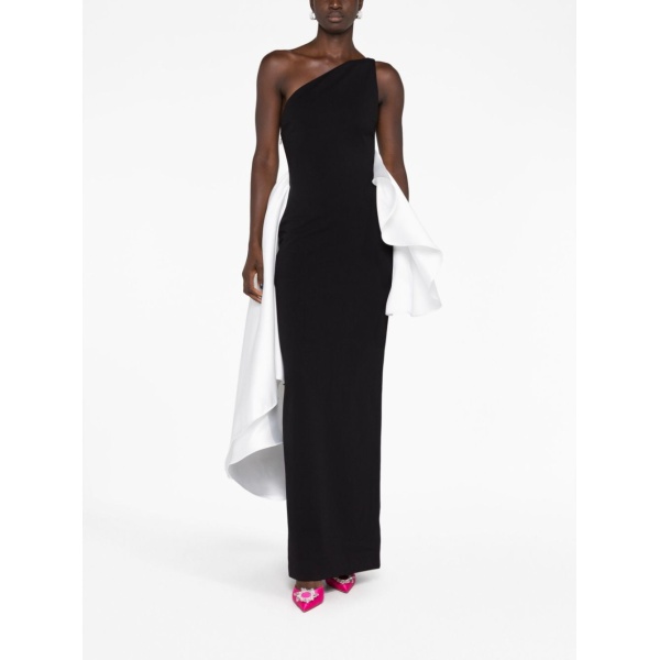 Solace London Black The Calla one-shoulder dress