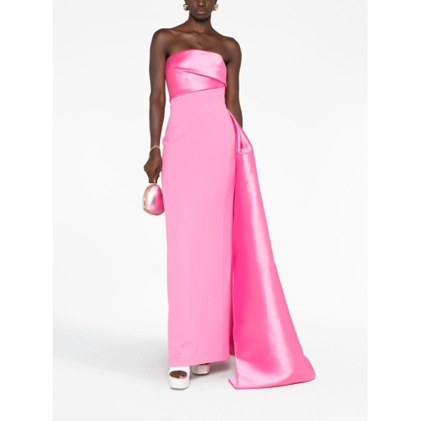 Solace London Pink The Kinsley strapless draped gown