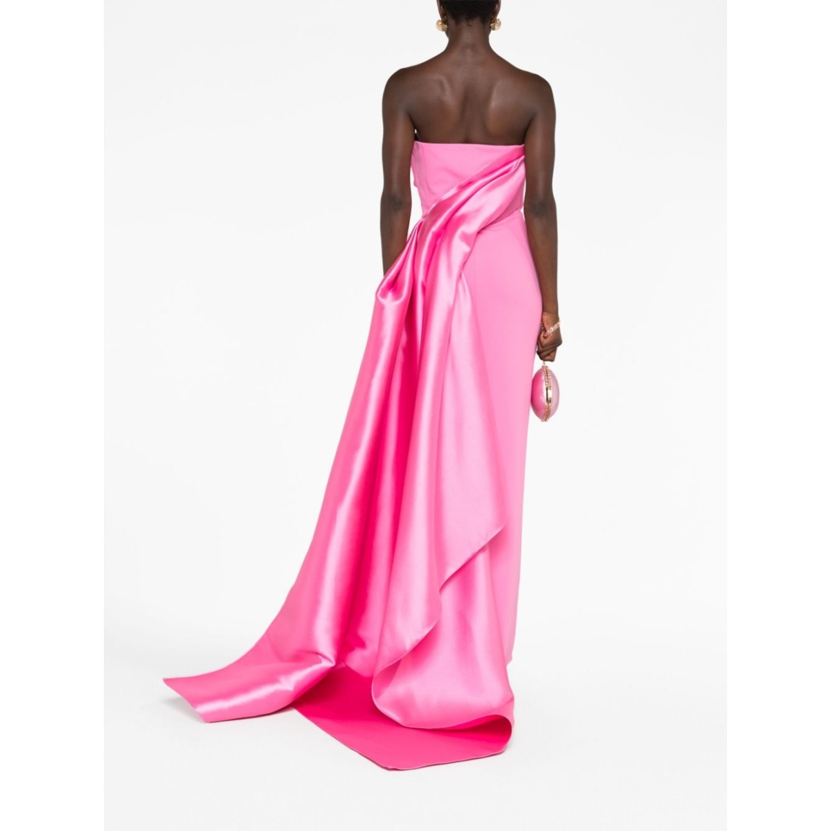 Solace London Pink The Kinsley strapless draped gown