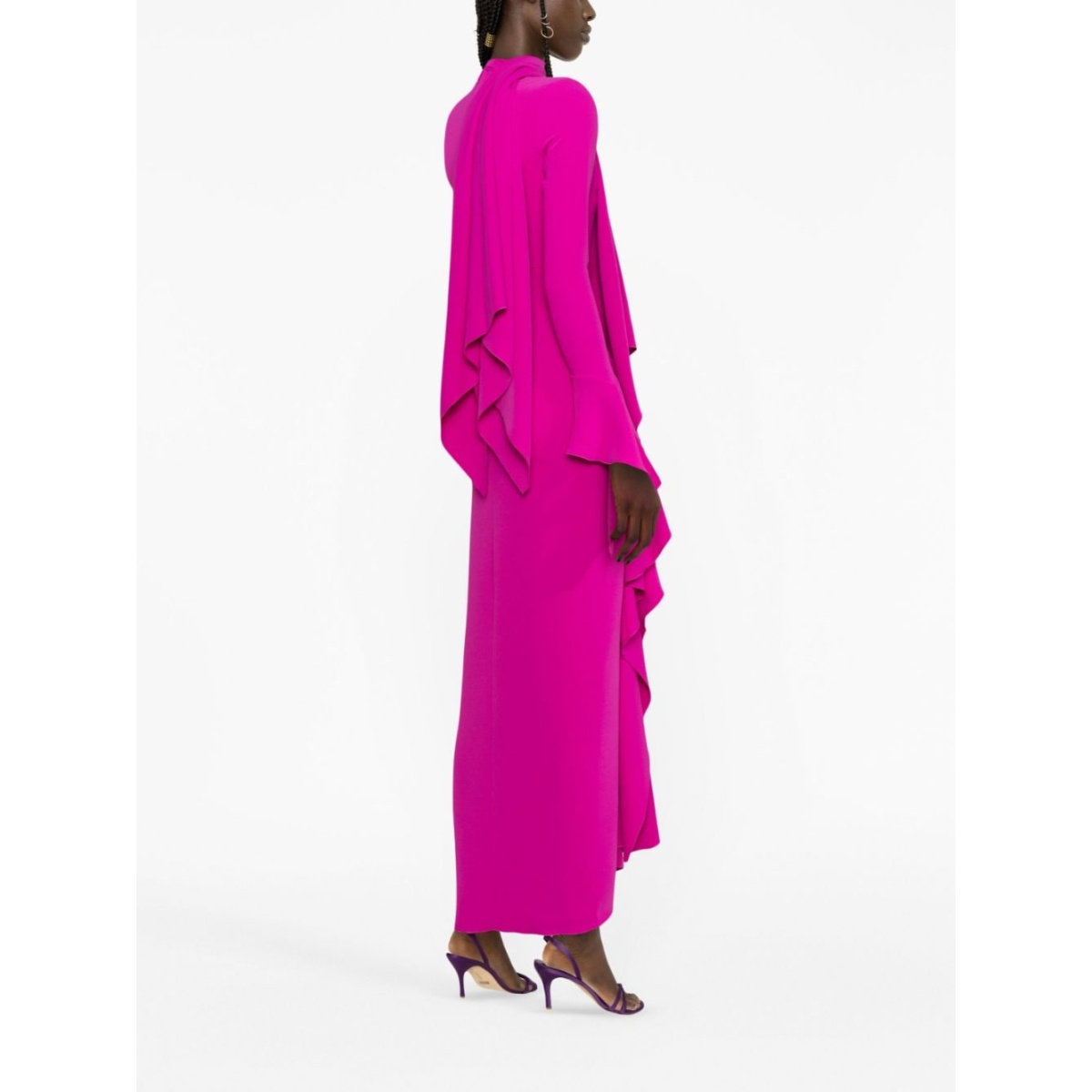 Solace London Pink The Nella ruffled maxi dress