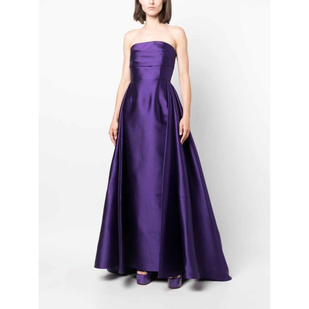 Solace London Purple The Tiffany strapless faille maxi dress